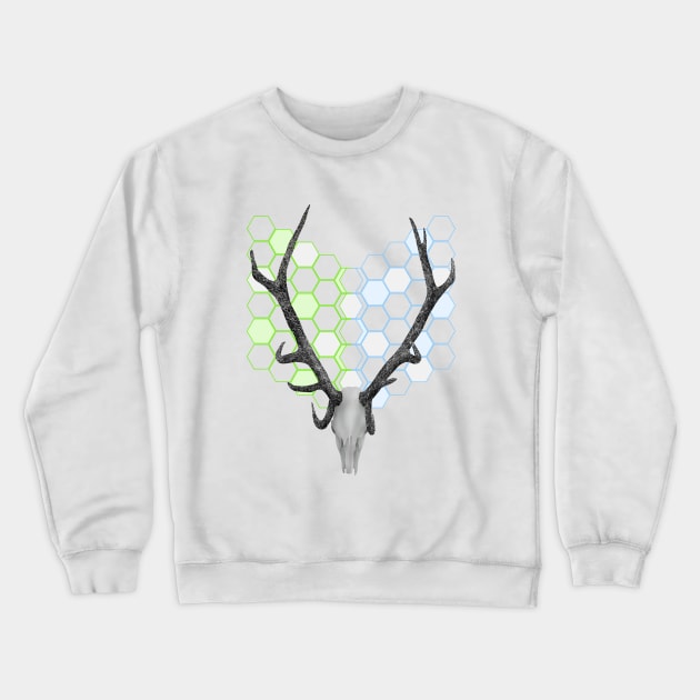 Stag Antlers Hexagon Pattern Crewneck Sweatshirt by mailboxdisco